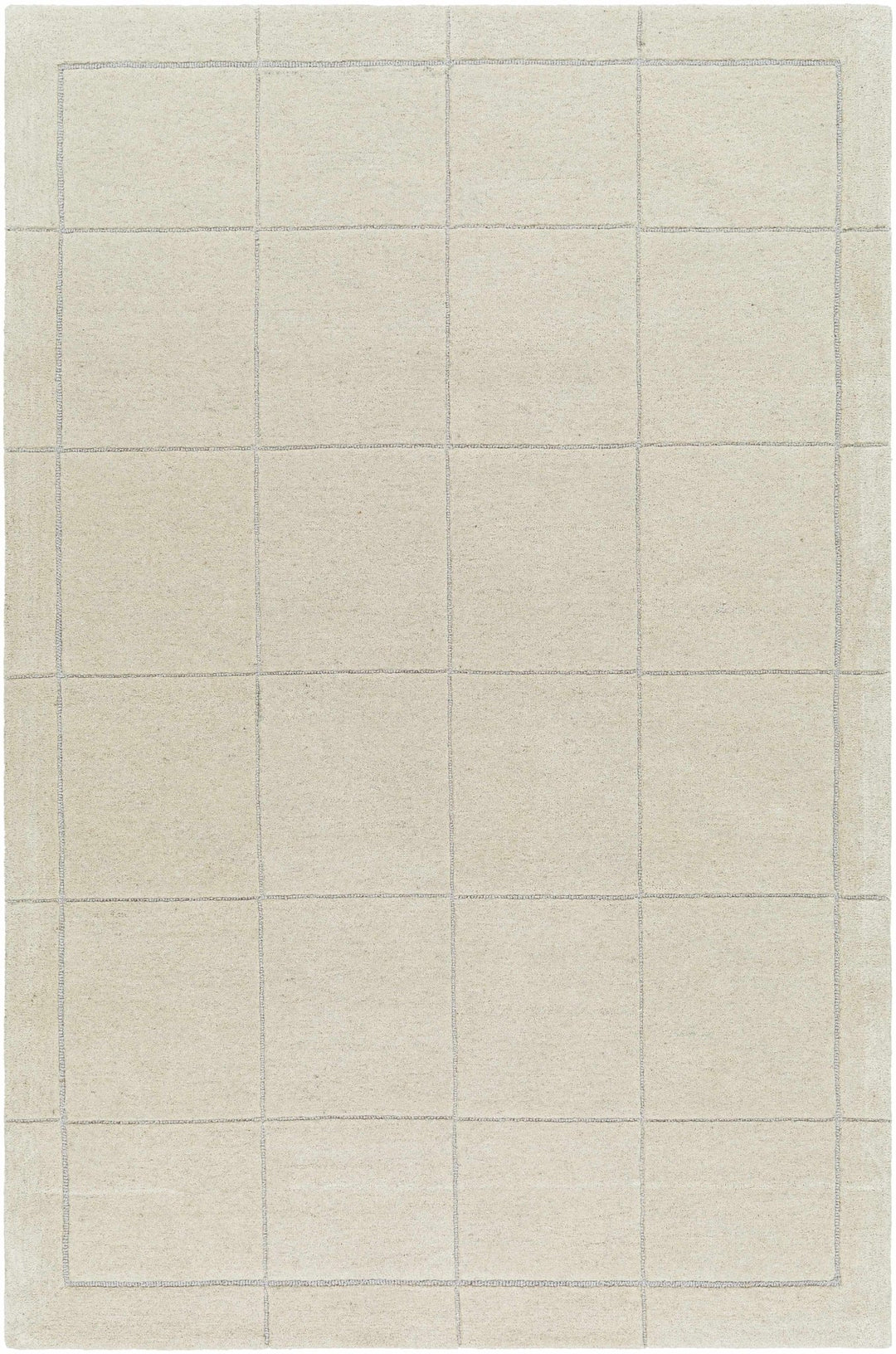 Siarl Beige Contemporary Checkered Pattern Hand Tufted Wool Rug - The Rug Decor