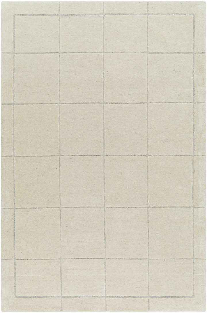 Siarl Beige Contemporary Checkered Pattern Hand Tufted Wool Rug - The Rug Decor