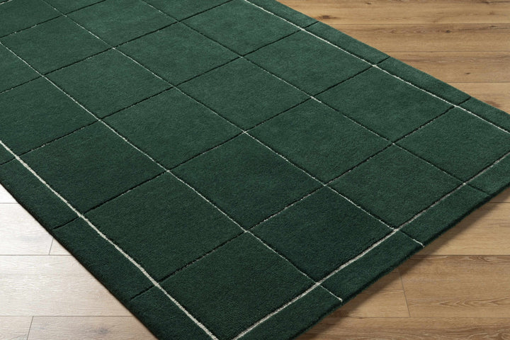 Siarl Green Contemporary Checkered Pattern Hand Tufted Wool Rug - The Rug Decor