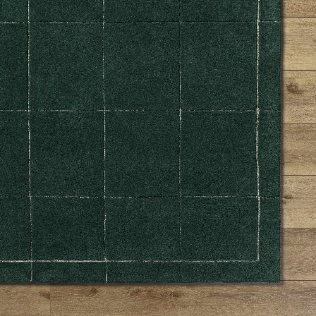 Siarl Green Contemporary Checkered Pattern Hand Tufted Wool Rug - The Rug Decor