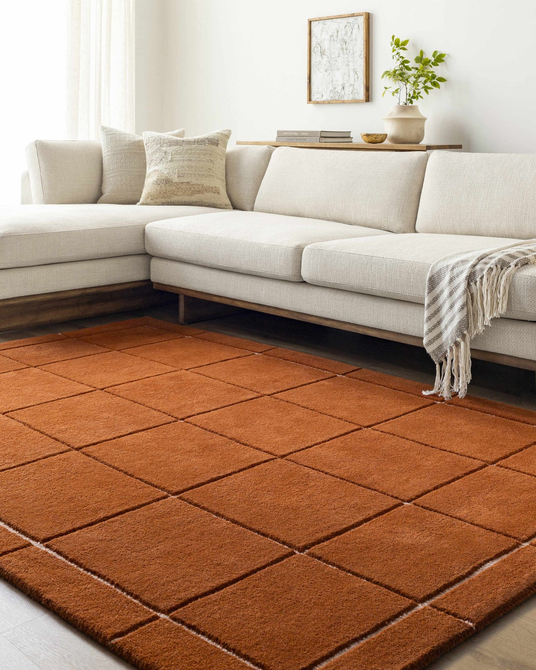 Siarl Modern Geometrical Rust Area Rug - The Rug Decor