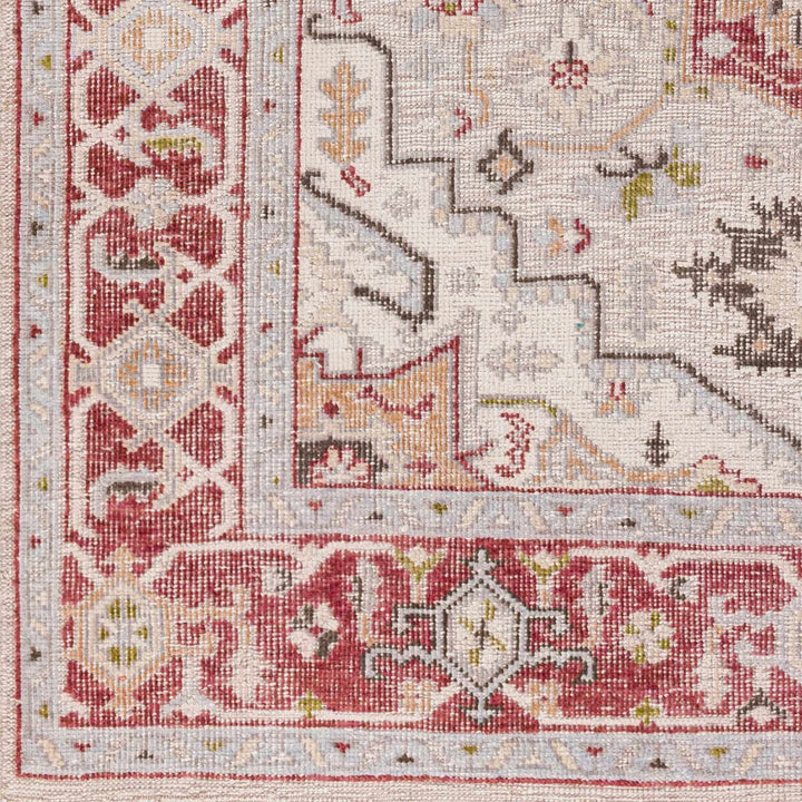 Side Traditional Medallion Red Hand Knotted Recycled PET Rug - The Rug Decor