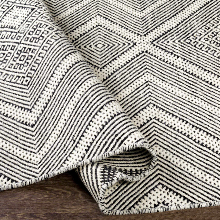 Silifke Ivory And Black Modern Geometrical Hand Woven Area Rug