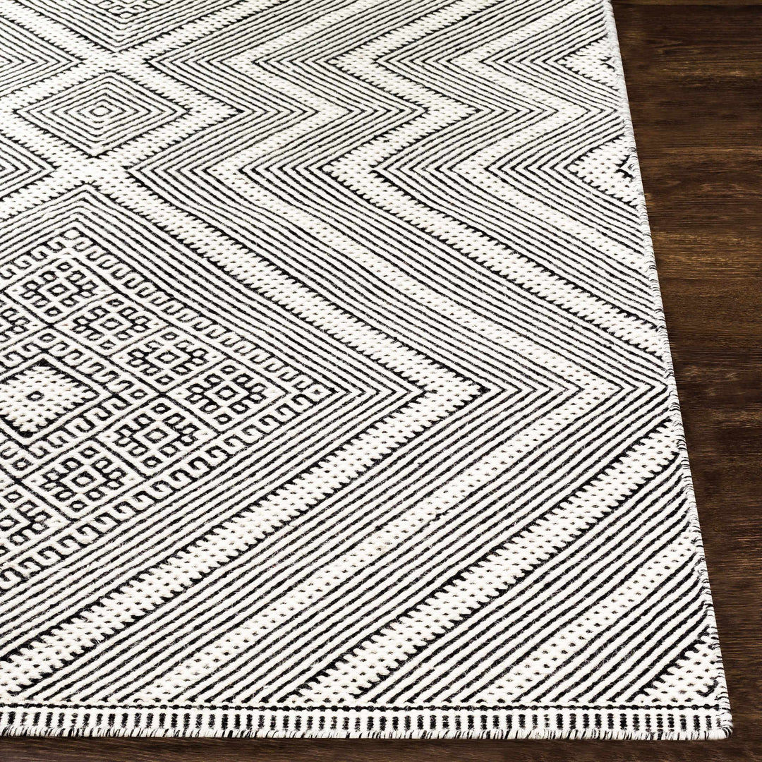 Silifke Ivory And Black Modern Geometrical Hand Woven Area Rug