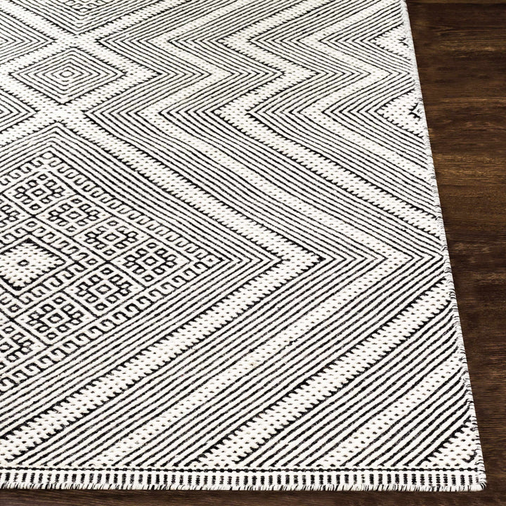 Silifke Ivory And Black Modern Geometrical Hand Woven Area Rug