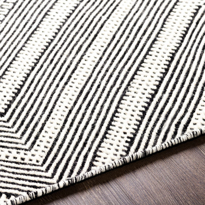 Silifke Ivory And Black Modern Geometrical Hand Woven Area Rug