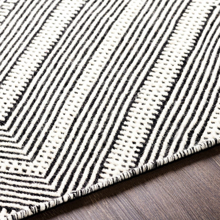 Silifke Ivory And Black Modern Geometrical Hand Woven Area Rug - The Rug Decor