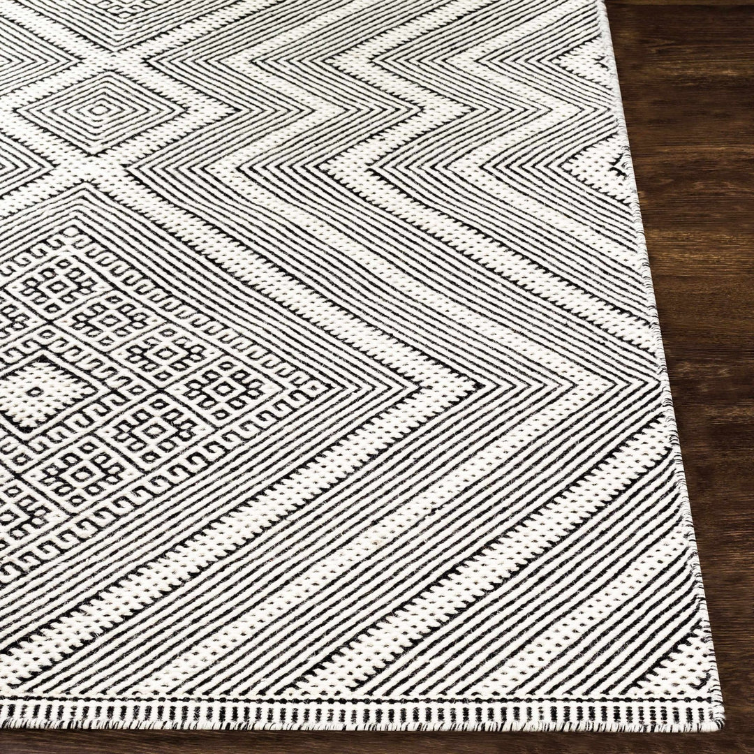 Silifke Ivory And Black Modern Geometrical Hand Woven Area Rug - The Rug Decor