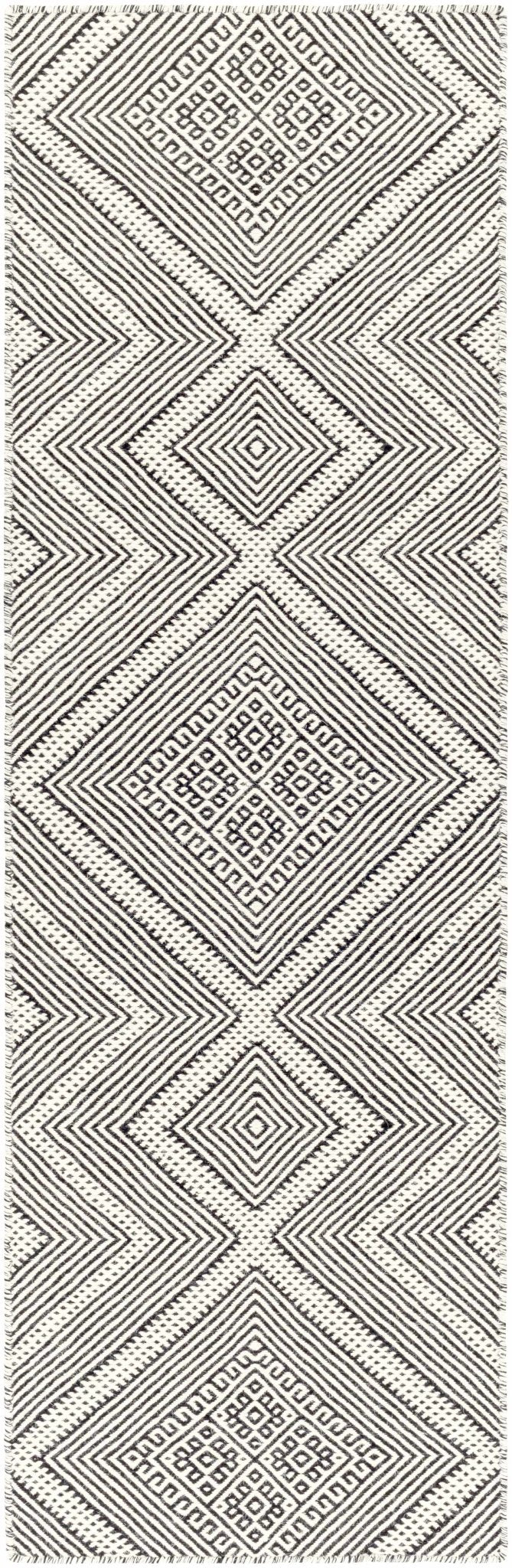 Silifke Ivory And Black Modern Geometrical Hand Woven Area Rug - The Rug Decor