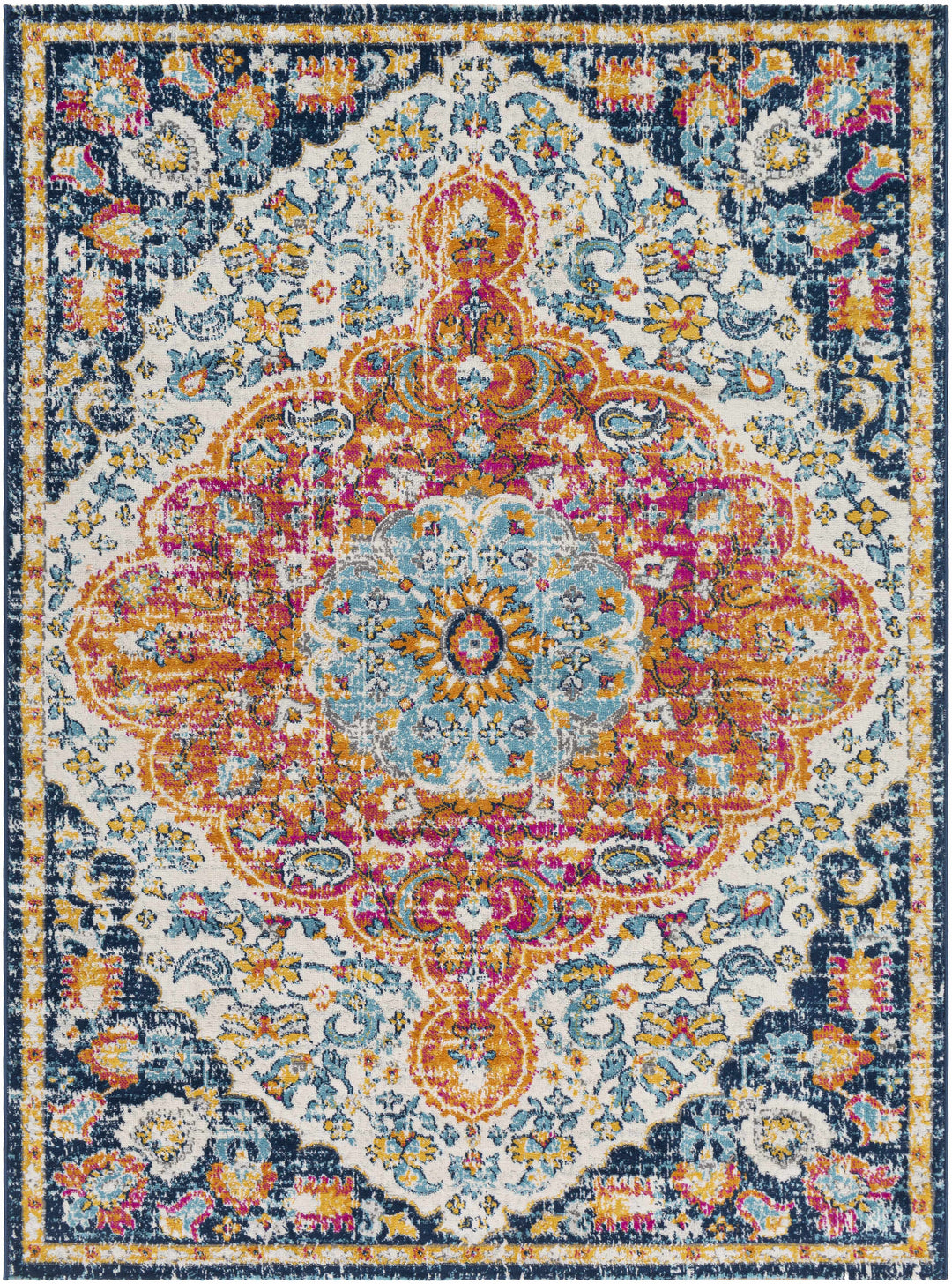 Silkstone Traditional Style Blue And Orange Area Rug