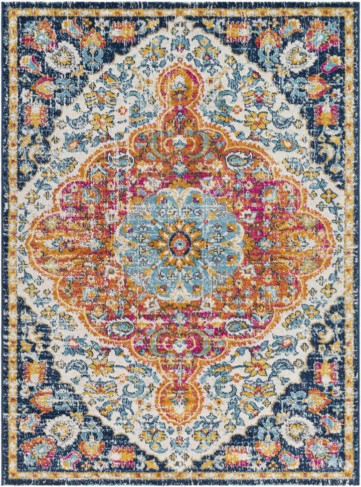 Silkstone Traditional Style Blue And Orange Area Rug