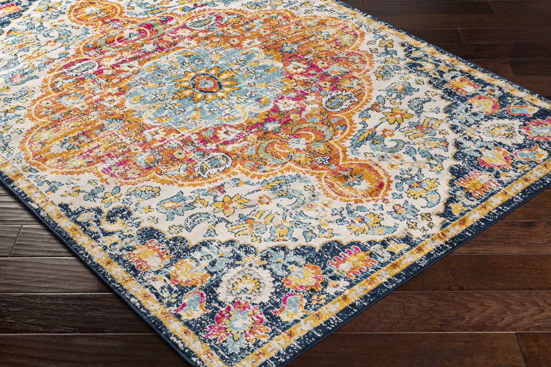 Silkstone Traditional Style Blue And Orange Area Rug