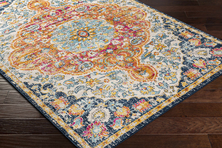 Silkstone Traditional Style Blue And Orange Area Rug