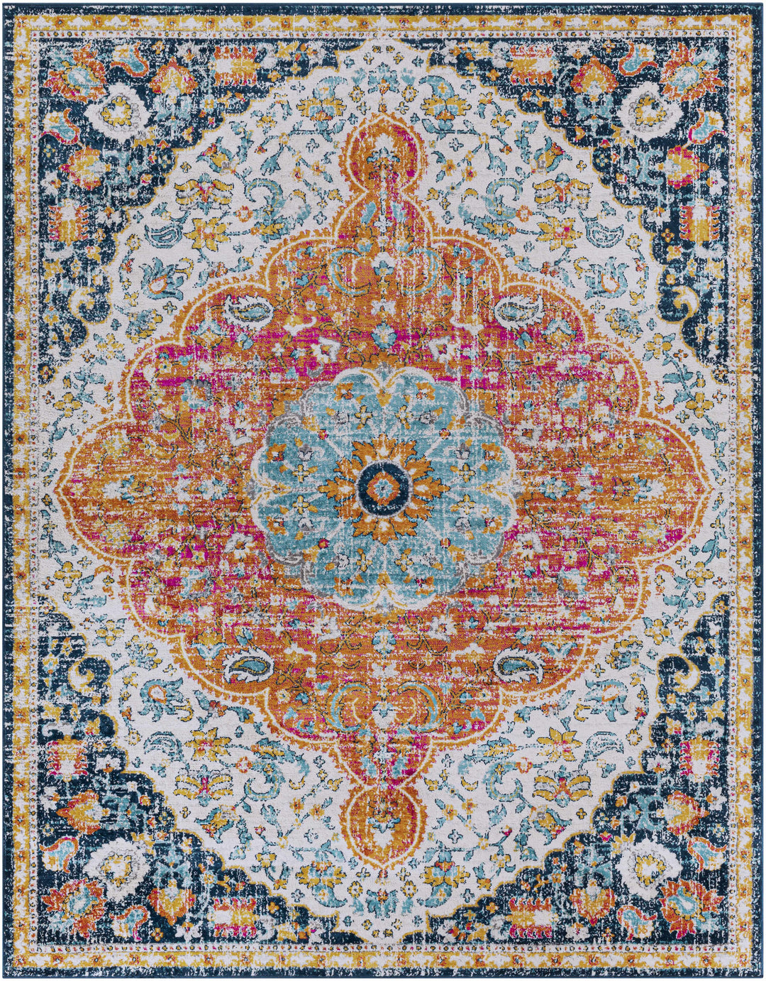 Silkstone Traditional Style Blue And Orange Area Rug