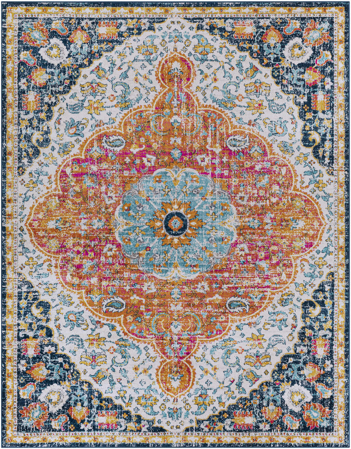 Silkstone Traditional Style Blue And Orange Area Rug