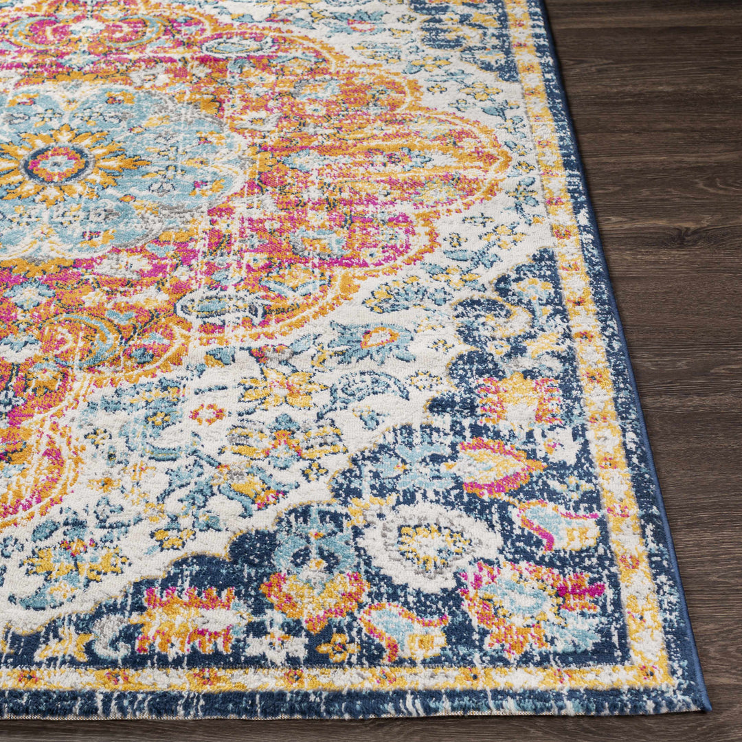 Silkstone Traditional Style Blue And Orange Area Rug
