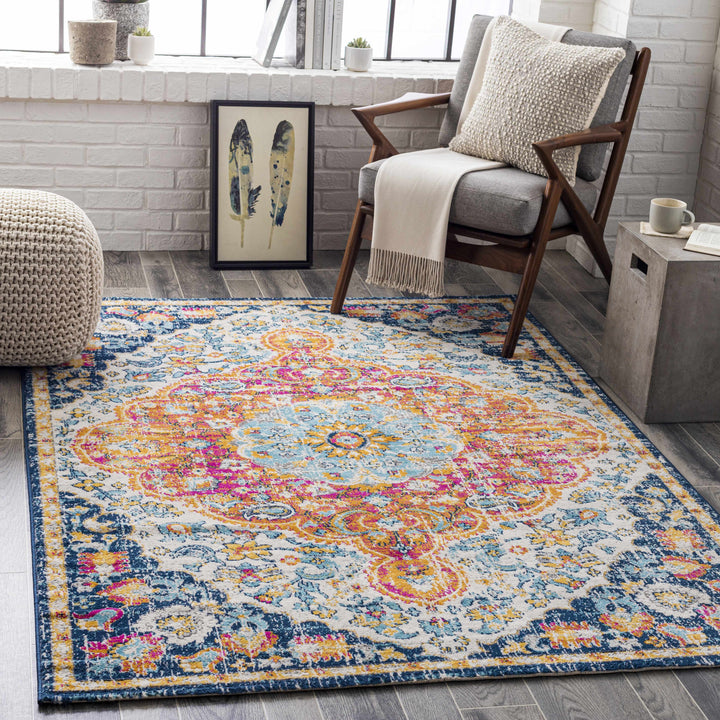 Silkstone Traditional Style Blue And Orange Area Rug