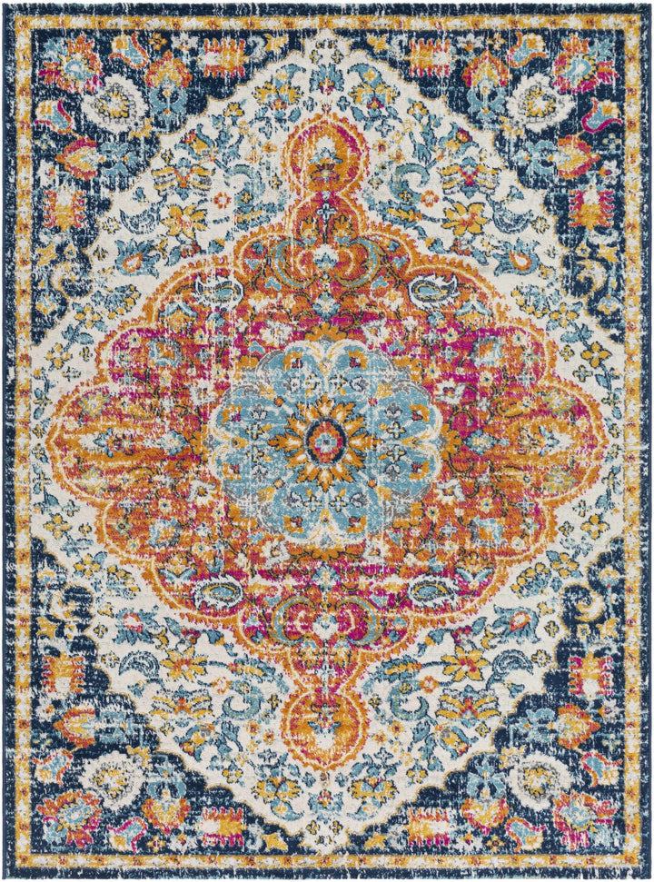 Silkstone Traditional Style Blue And Orange Area Rug - The Rug Decor
