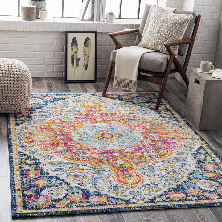 Silkstone Traditional Style Blue And Orange Area Rug - The Rug Decor