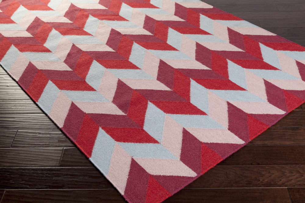 Silsbee Geometrical Red And Peach Area Rug - The Rug Decor