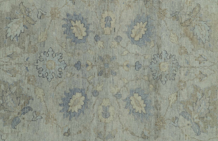 Silver And Beige Traditional Design Hand Knotted 4x5.6 Wool Area Rug - The Rug Decor