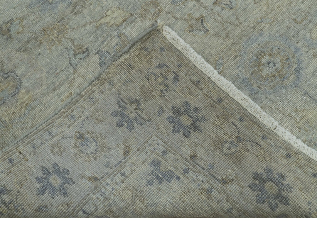 Silver And Beige Traditional Design Hand Knotted 4x5.6 Wool Area Rug - The Rug Decor