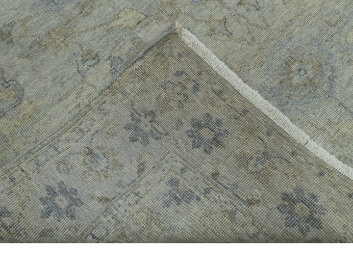 Silver And Beige Traditional Design Hand Knotted 4x5.6 Wool Area Rug - The Rug Decor