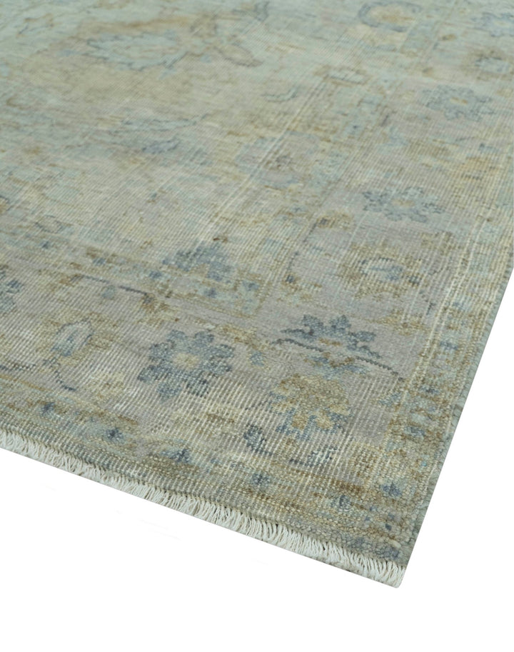 Silver And Beige Traditional Design Hand Knotted 4x5.6 Wool Area Rug - The Rug Decor