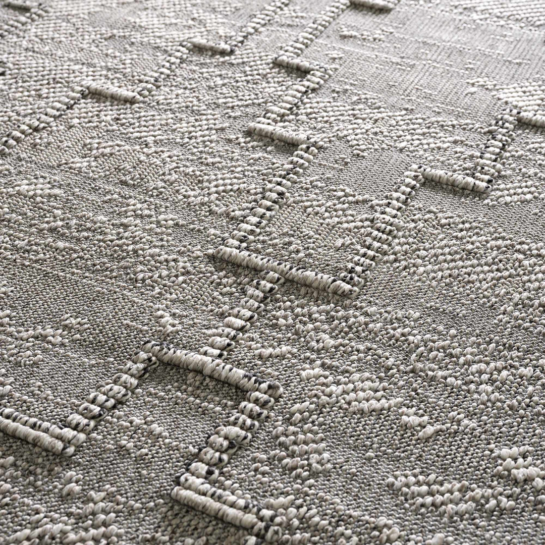 Silver and Charcoal Geometrical Flatwoven Outdoor Safe Area Rug - The Rug Decor
