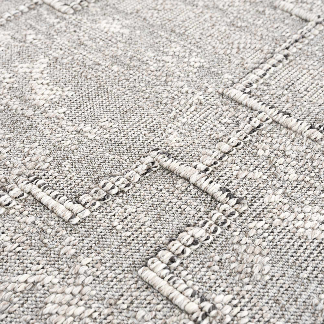 Silver and Charcoal Geometrical Flatwoven Outdoor Safe Area Rug - The Rug Decor
