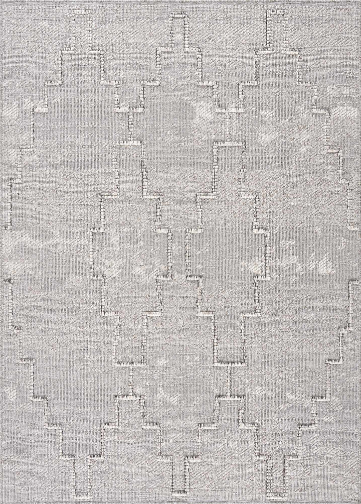 Silver and Charcoal Geometrical Flatwoven Outdoor Safe Area Rug - The Rug Decor