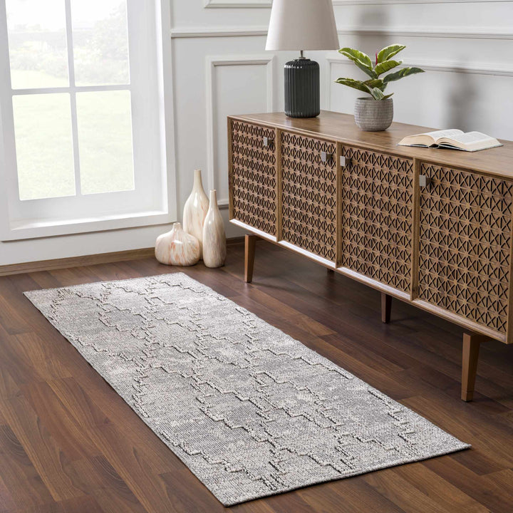 Silver and Charcoal Geometrical Flatwoven Outdoor Safe Area Rug - The Rug Decor