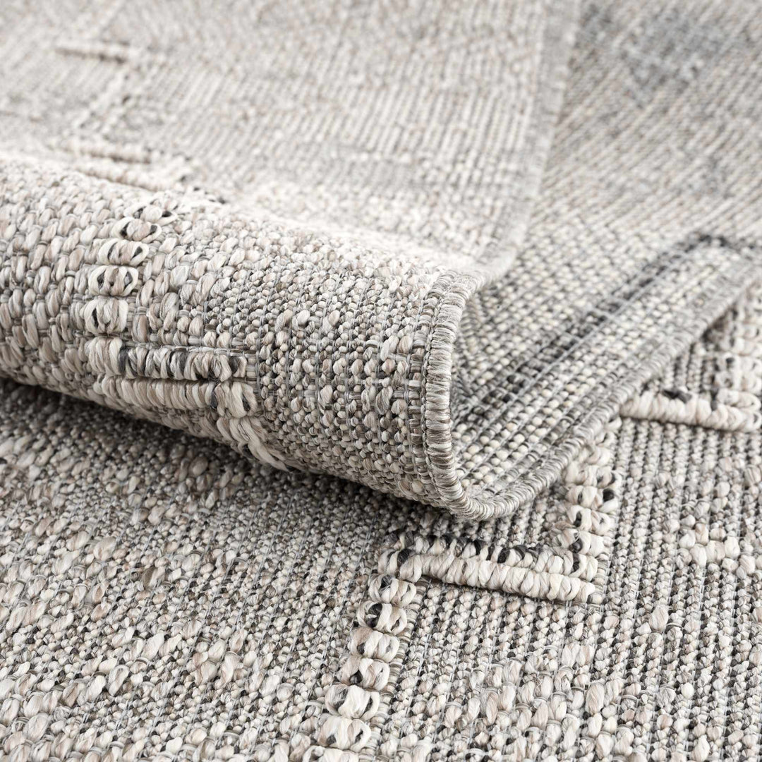Silver and Charcoal Geometrical Flatwoven Outdoor Safe Area Rug - The Rug Decor