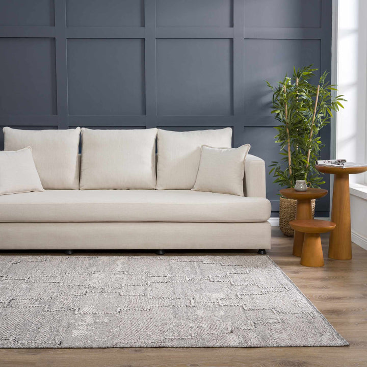 Silver and Charcoal Geometrical Flatwoven Outdoor Safe Area Rug - The Rug Decor