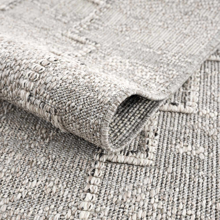 Silver and Charcoal Geometrical Flatwoven Outdoor Safe Area Rug - The Rug Decor