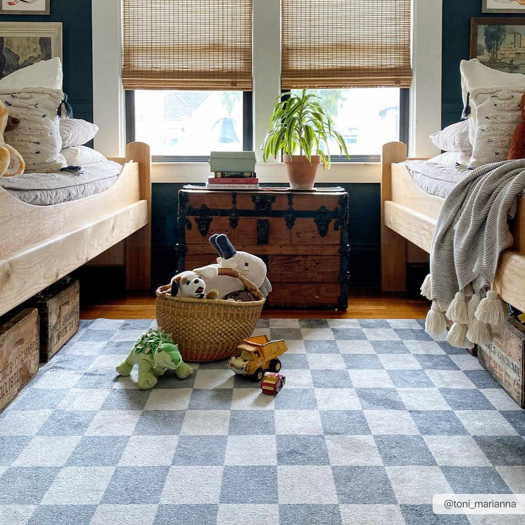 Silver and Charcoal Modern Checkered Pattern Washable Area Rug - The Rug Decor