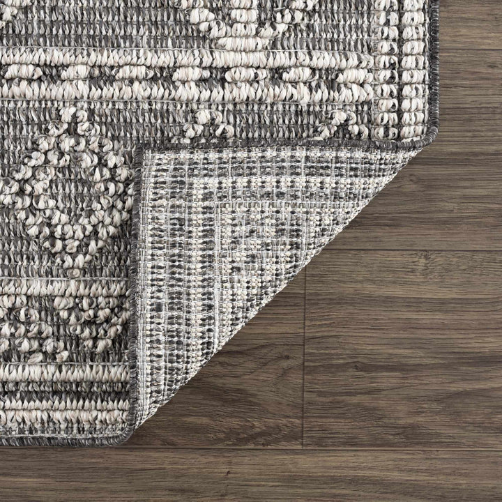 Silver and Charcoal Modern Geometrical Texture Outdoor Safe Area Rug - The Rug Decor