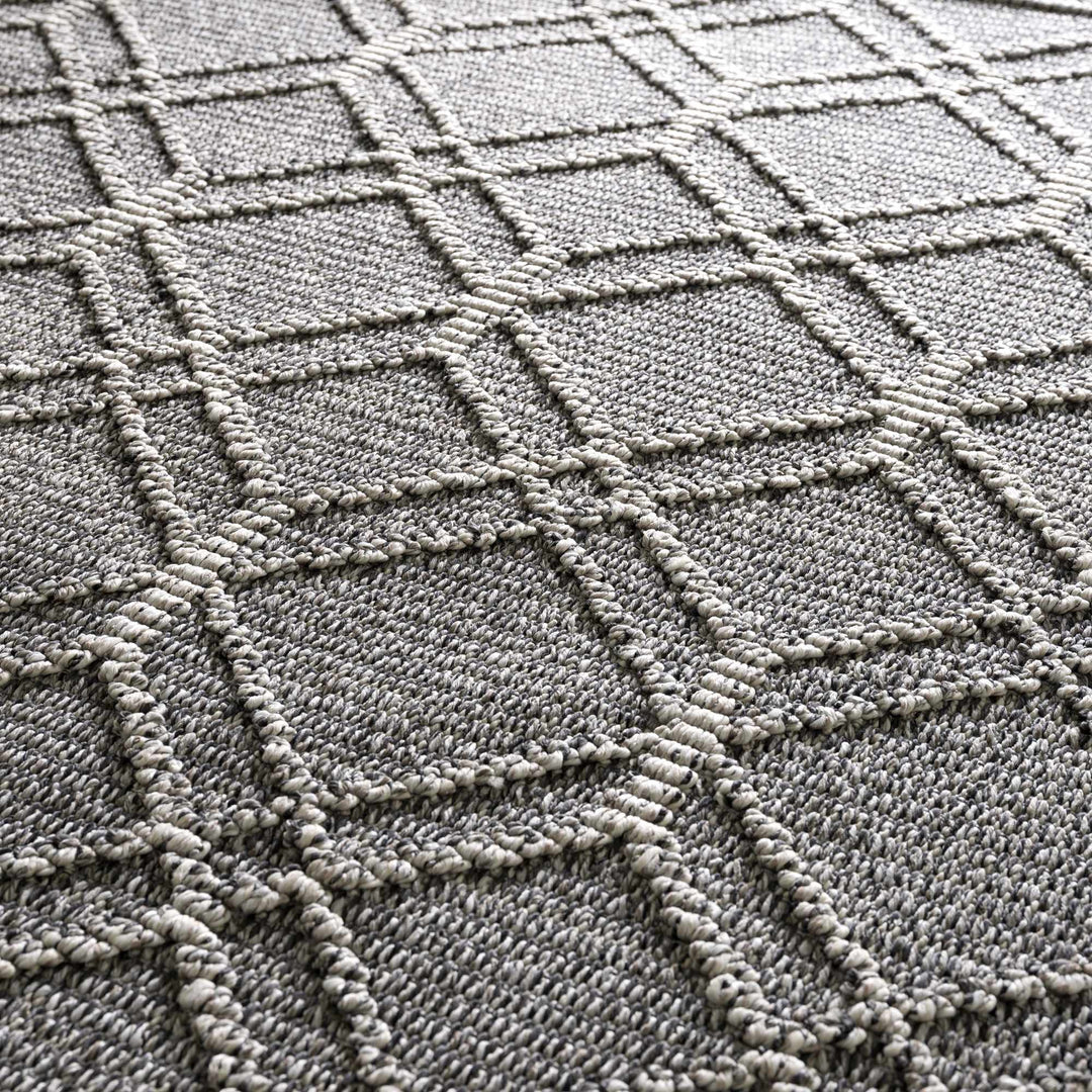 Silver and Charcoal Modern Geometrical Texture Outdoor Safe Area Rug - The Rug Decor