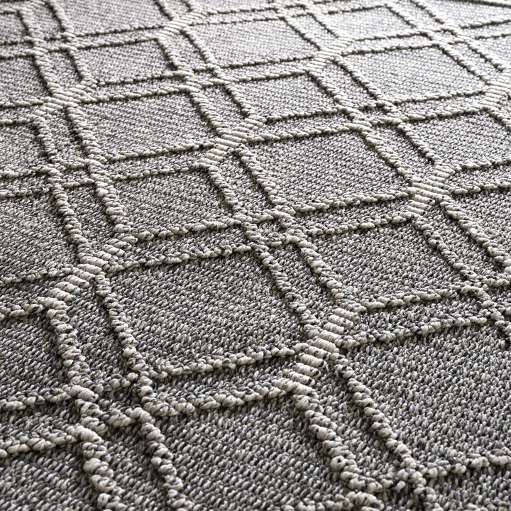 Silver and Charcoal Modern Geometrical Texture Outdoor Safe Area Rug - The Rug Decor