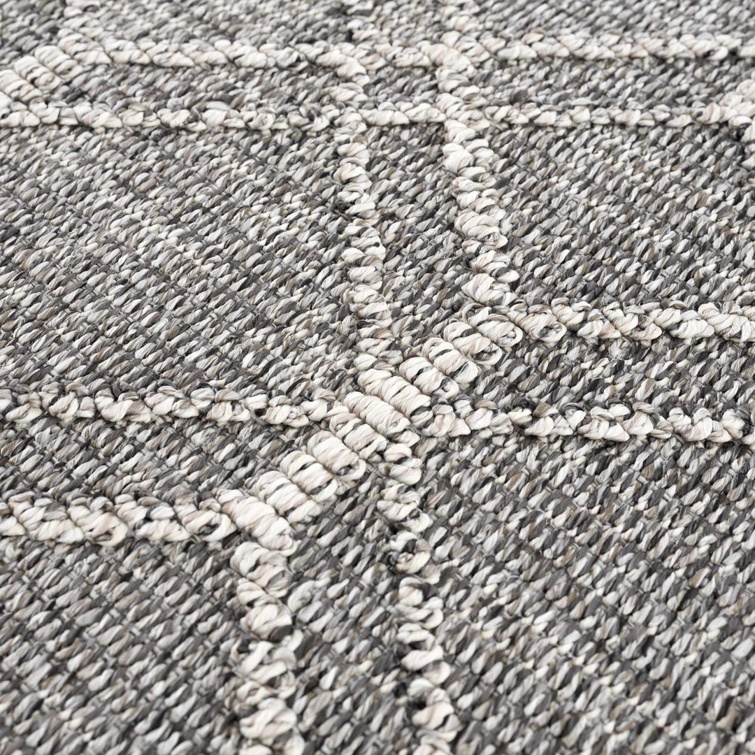 Silver and Charcoal Modern Geometrical Texture Outdoor Safe Area Rug - The Rug Decor
