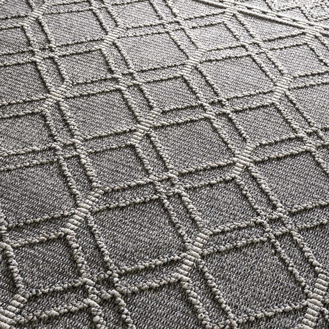 Silver and Charcoal Modern Geometrical Texture Outdoor Safe Area Rug - The Rug Decor