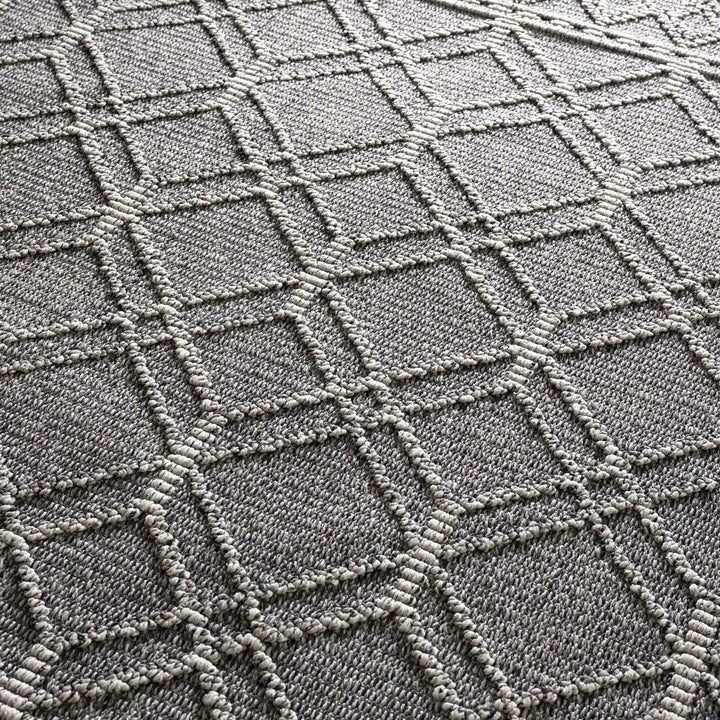 Silver and Charcoal Modern Geometrical Texture Outdoor Safe Area Rug - The Rug Decor