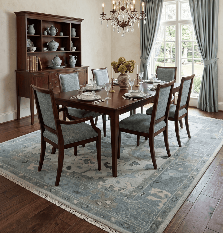 Silver and Gray Hand knotted Traditional Oushak Multi Size wool Area Rug - The Rug Decor