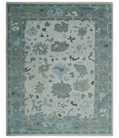 Silver and Gray Hand knotted Traditional Oushak Multi Size wool Area Rug - The Rug Decor