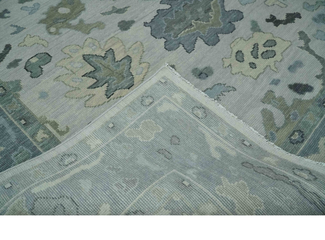 Silver and Gray Hand knotted Traditional Oushak Multi Size wool Area Rug - The Rug Decor