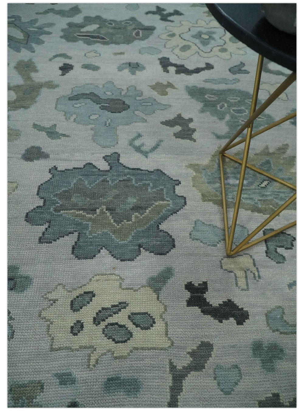 Silver and Gray Hand knotted Traditional Oushak Multi Size wool Area Rug - The Rug Decor