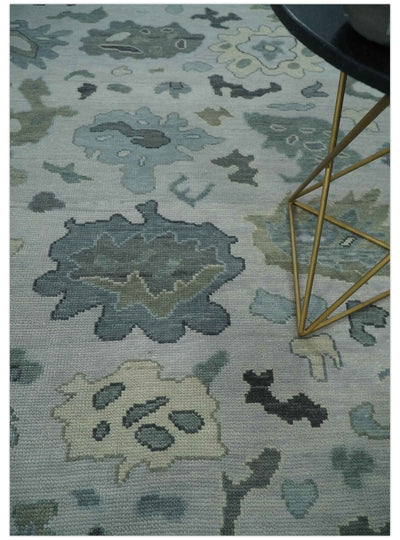 Silver and Gray Hand knotted Traditional Oushak Multi Size wool Area Rug - The Rug Decor