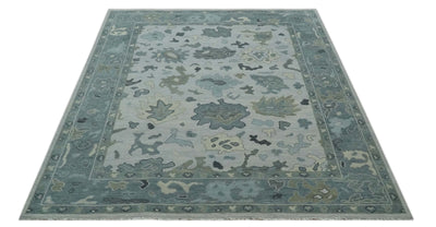 Silver and Gray Hand knotted Traditional Oushak Multi Size wool Area Rug - The Rug Decor