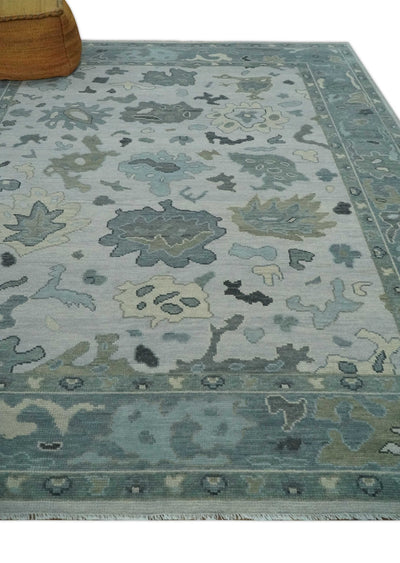 Silver and Gray Hand knotted Traditional Oushak Multi Size wool Area Rug - The Rug Decor