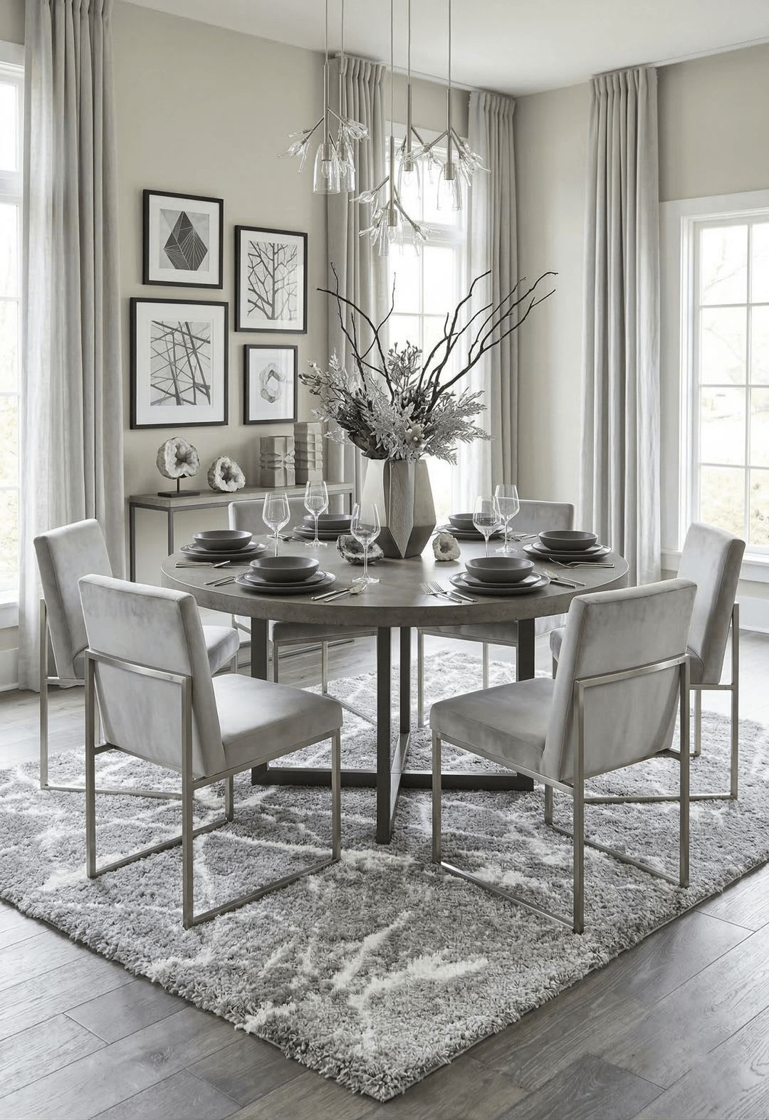 Silver And Gray Modern Abstract 5x7 Viscose Rug - The Rug Decor
